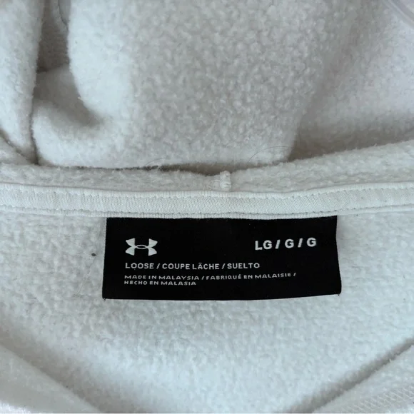 Under ARMOUR Women’s White Lg Loose Fit Hoodie Sweatshirt - Picture 5 of 6